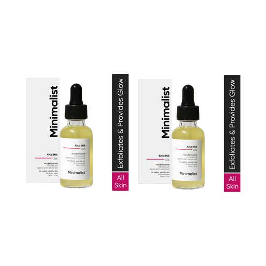 Minimalist AHA BHA 10% Exfoliator with Hyaluronic Acid for Even Tone Younger Skin (30ml) Combo of 2