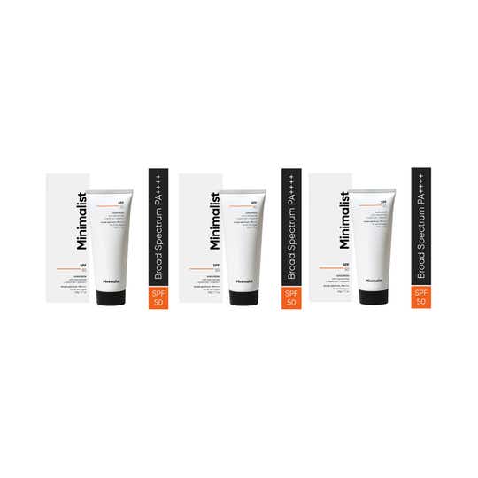 Minimalist SPF 50 PA ++++ Sunscreen Multi-Vitamin To Reduce Photoaging & No White Cast 50g Combo of 3