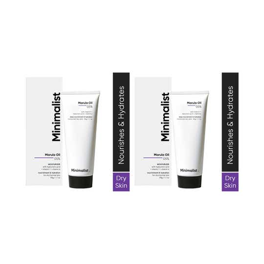 Minimalist 5% Marula Oil Face Moisturizer For Dry Skin Cream Hyaluronic Acid (50g) - Combo of 2