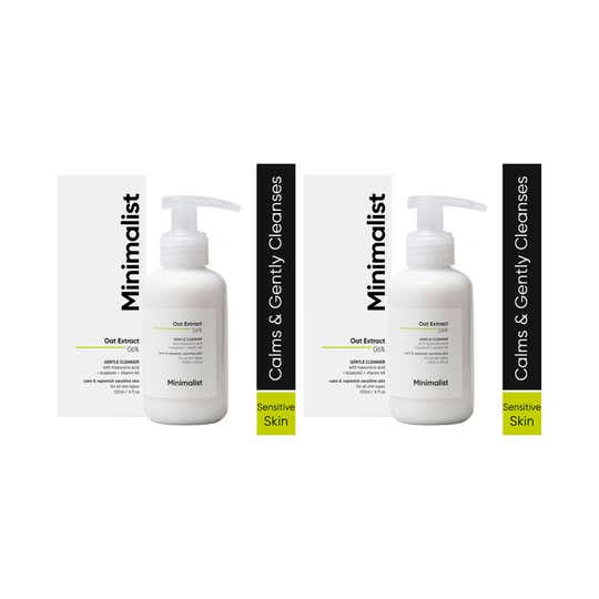 Minimalist Oat Extract 6% Gentle Low-Foaming Cleanser With Hyaluronic Acid (120 ml) - Combo of 2