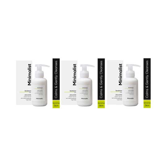 Minimalist Oat Extract 6% Gentle Low-Foaming Cleanser With Hyaluronic Acid (120 ml) - Combo of 3