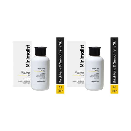 Minimalist 7% ALA & AHA Brightening Face Wash Vit B5 Glycolic acid For Glowing Skin 100ml Combo of 2