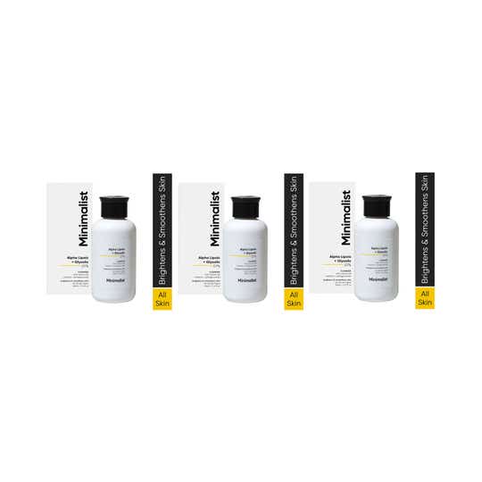 Minimalist 7% ALA & AHA Brightening Face Wash Vit B5 Glycolic acid For Glowing Skin 100ml Combo of 3