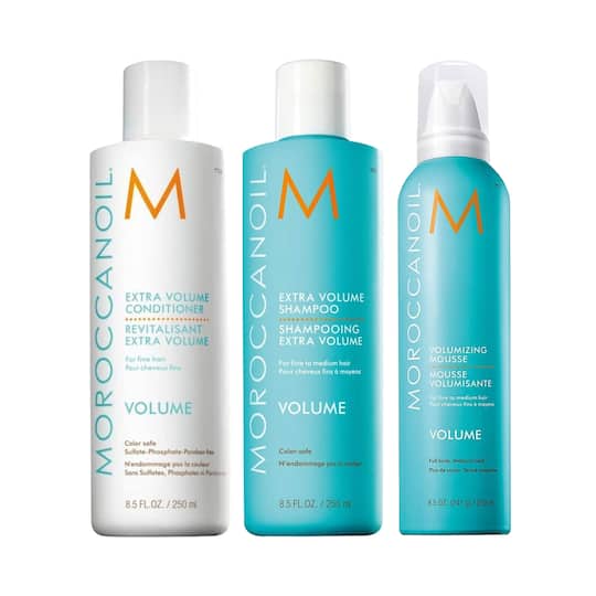 Moroccanoil Extra Volume Conditioner, Shampoo and Volumizing Mousse Hair Spray Combo (3 x 250 ml)