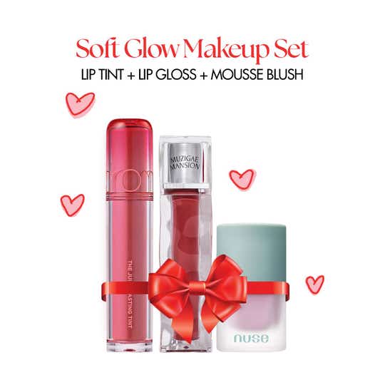 Rom&nd Soft Glow Makeup Set (Tint + Gloss + Blush) Valentines Day Gift for Her
