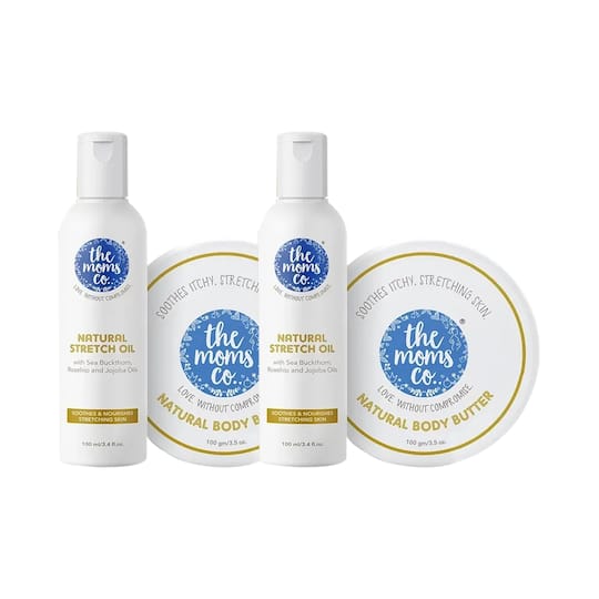 the moms co. Natural Stretch Marks Bundle (100gm+100ml) (Pack of 2) Combo