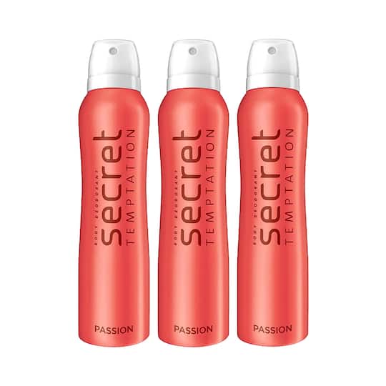Secret Temptation Passion Daily Freshness Deodorant Body Spray (150 ml) (Pack of 3) Combo