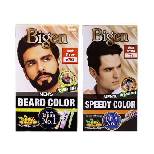 Bigen Men's Beard Color-B103 Dark Brown (40 g) & Men's Speedy Hair Color-103 Dark Brown (80 g) Combo