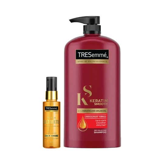 Tresemme Keratin Smooth Shampoo (1000 ml) + Gloss Ultimate Hair Serum (50 ml) Combo