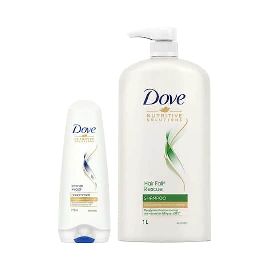 Dove Hair Fall Rescue Shampoo (1000 ml) + Intense Repair Conditioner (175 ml) Combo