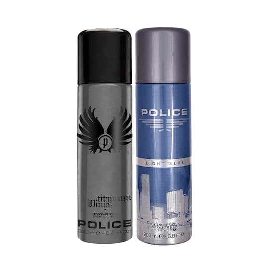 Police Wings Titanium + Light Blue Deodorant (Pack of 2)