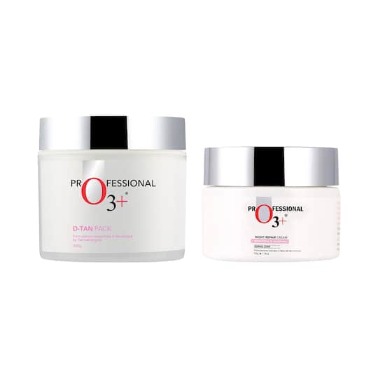O3+ D-Tan Face Pack (300g) & Dermal Zone Night Repair Cream - Brightening & Whitening (50g) Combo