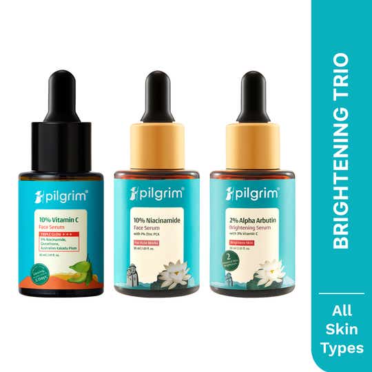 Pilgrim Brightening Power Trio Vitamin C Serum, Niacinamide Serum & Alpha Arbutin Serum Combo