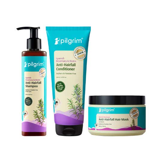 Pilgrim Spanish Rosemary & Biotin Anti-Hairfall Combo upto 95% Strong & Healthy Hair Prabeen free