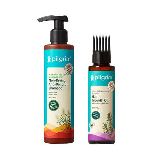 Pilgrim Dandruff Control + Hair Growth Boost Shampoo & Spanish Rosemarry Oil Combo