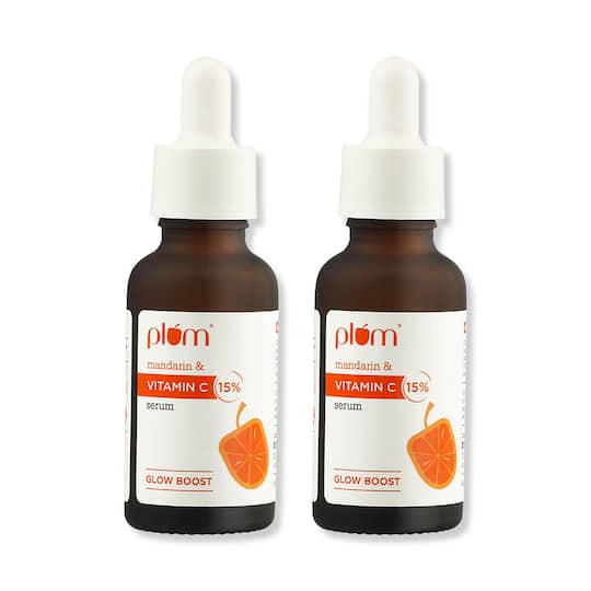 Plum 15% Vitamin C Face Serum - Pack Of 2 Boosts Glow Reduces Dark Spots & Hyperpigmentation