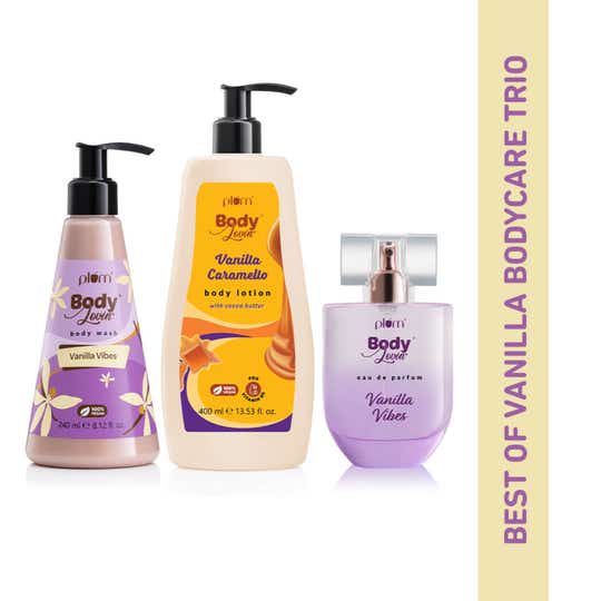 Plum BodyLovin' Best Of Vanilla Bodycare Trio Body Lotion, Perfume and Vibes Body Wash
