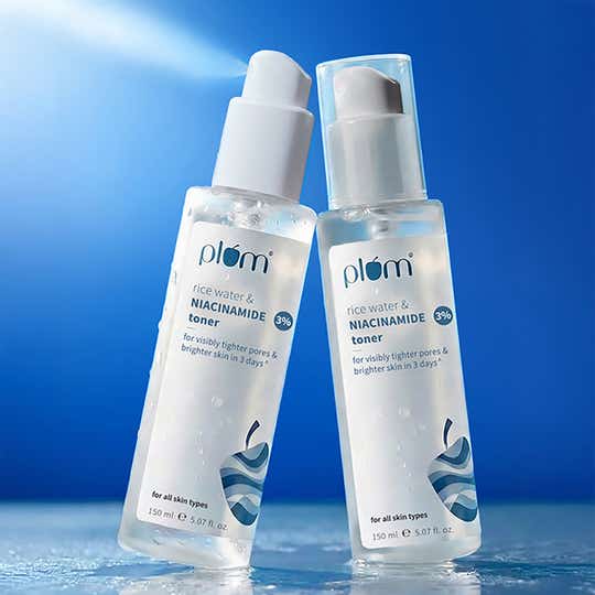 Plum 3% Niacinamide Alcohol-Free Toner With Rice Water Combo (Pack of 2) (150 ml)