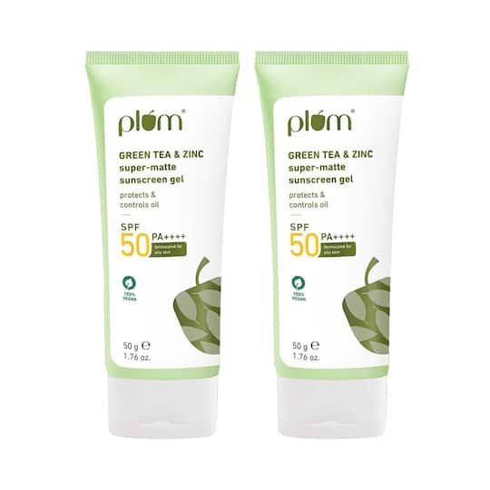 Plum Green Tea & Zinc Super-Matte Sunscreen Gel (50 g) For oily, combination skin Pack of 2 Combo