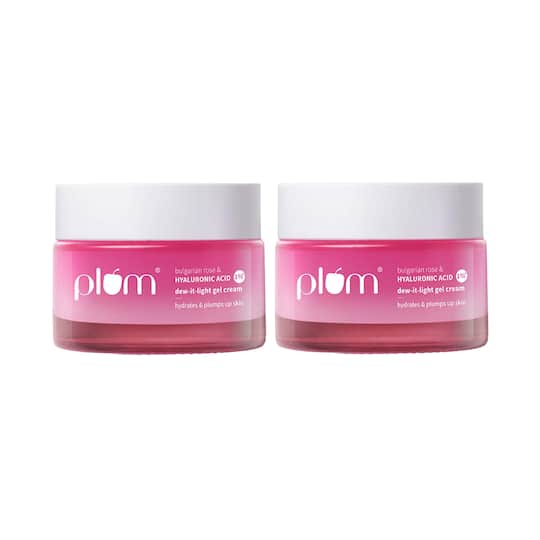 Plum 1% Hyaluronic Acid Dew It Light Gel Moisturizer Bulgarian Rose Pack of 2 Combo