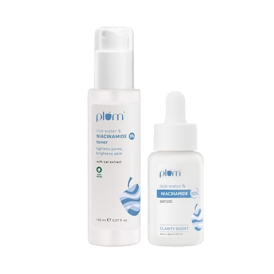 Plum Niacinamide Toner & Serum Duo for Pore Care, Tightening & Brightening