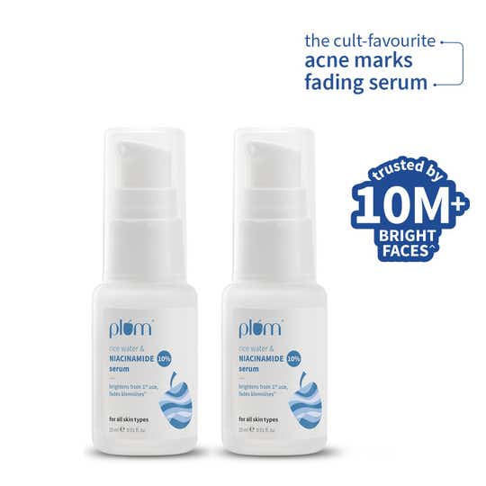 Plum 10% Niacinamide Face Serum with Rice Water Clarity Boost Fragrance-free (15 ml) Pack of 2