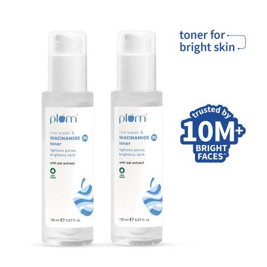 Plum 3% Niacinamide Alcohol-Free Toner With Rice Water Combo (Pack of 2) (150 ml)