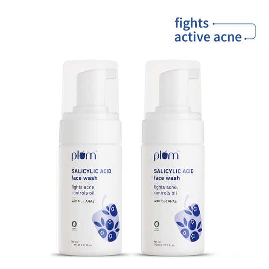 Plum 1% Salicylic Acid AHA Foaming Face Wash Combo (Pack of 2) (110 ml)