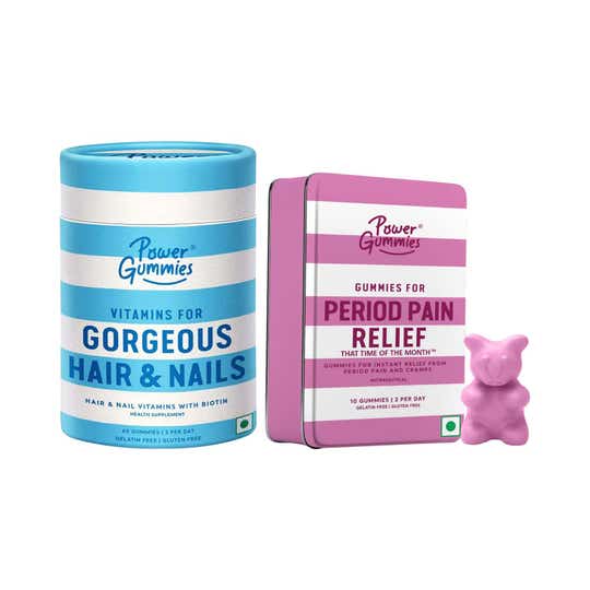 Power Gummies - Hair & Nail 60 Gummies + That Time Of The Month 10 Gummies Combo