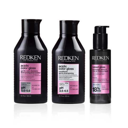 Redken's Color Protection & Shine Combo -Acidic Color Gloss Shampoo, Conditioner & Naked Gloss Serum