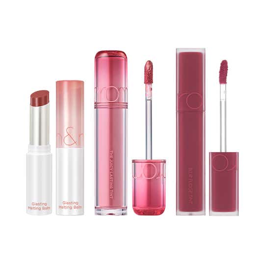 Rom&nd Tint, Balm & Blur Cool-Toned Pink Lip Trio (Glossy Tint+Tinted Balm+Matte Tint) Combo