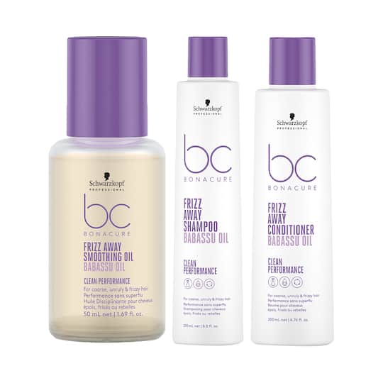Schwarzkopf Professional Bonacure Frizz Away Shampoo + Conditioner and Smoothing Oil Combo