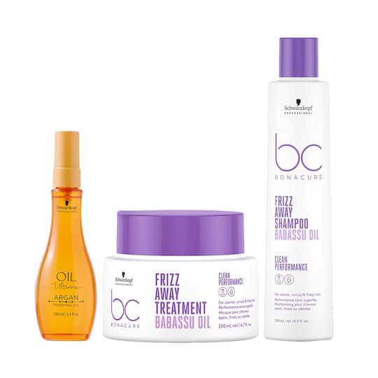 Schwarzkopf Professional Bonacure Frizz Away Shampoo+treatment+Oil Ultime Argan Finishing Oil Combo