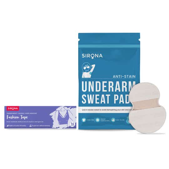 Sirona Super Absorbent Under Arm Sweat Pads with Transparent Fashion Tapes Combo
