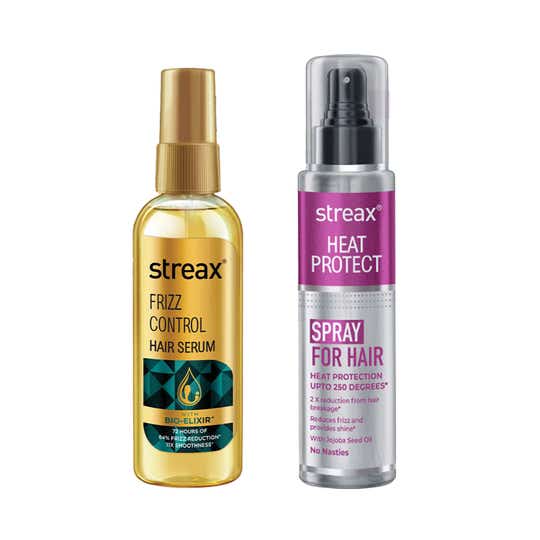 Streax Heat protect Spray + Streax Frizz Control Hair Serum 100 ml Combo