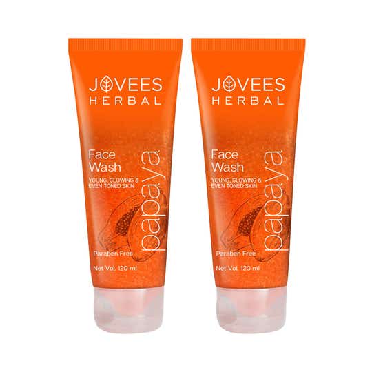 Jovees Herbal Papaya Face Wash for All Skin Types (120 ml) Pack of 2 Combo