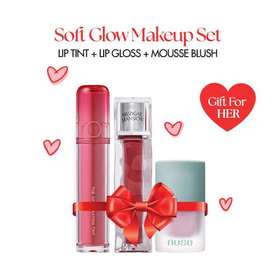 Rom&nd Soft Glow Makeup Set (Tint + Gloss + Blush) Valentines Day Gift for Her