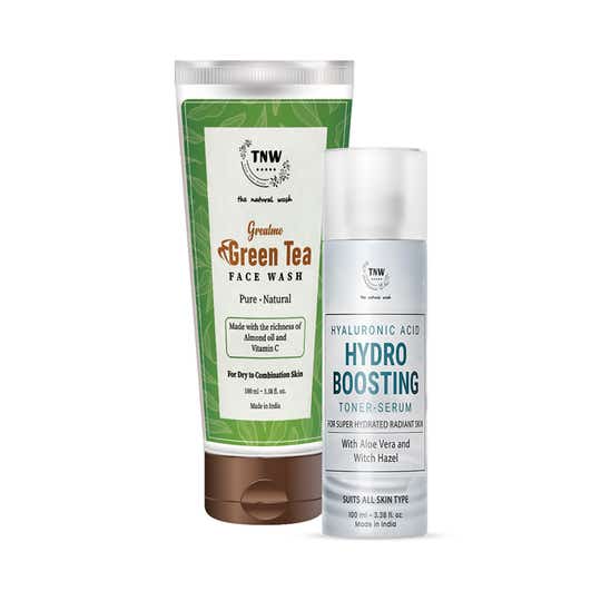 TNW - The Natural Wash Green Tea Face Wash and Hyaluronic Acid Toner Combo