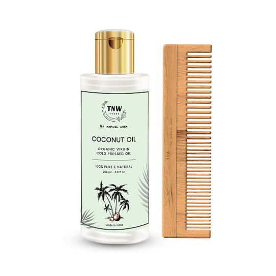 TNW - The Natural Wash Neem Wood Comb and Coconut Oil Combo