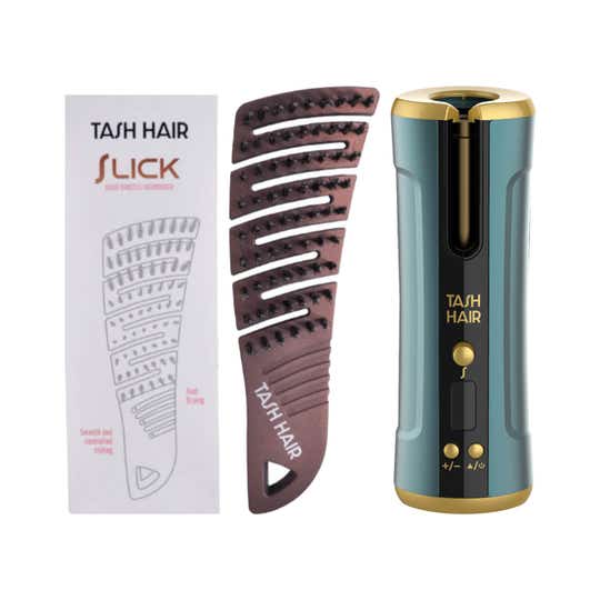 Tash Hair Twirl Automatic Hair Curler - Jade & Slick, Detangling Boar Bristle Hair Brush Combo