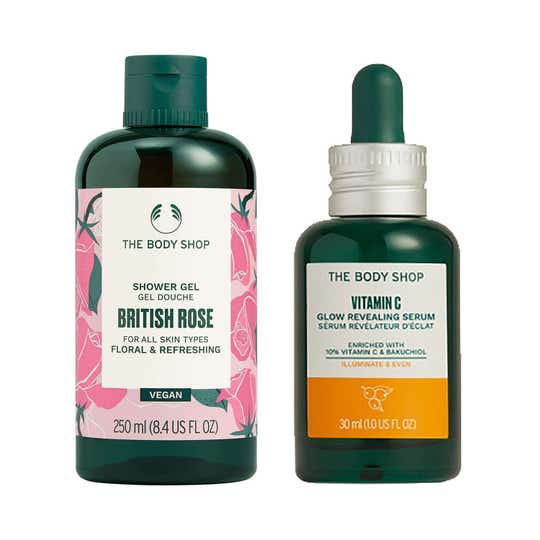 The Body Shop British Rose Shower Gel & Vitamin C Glow Revealing Serum Combo