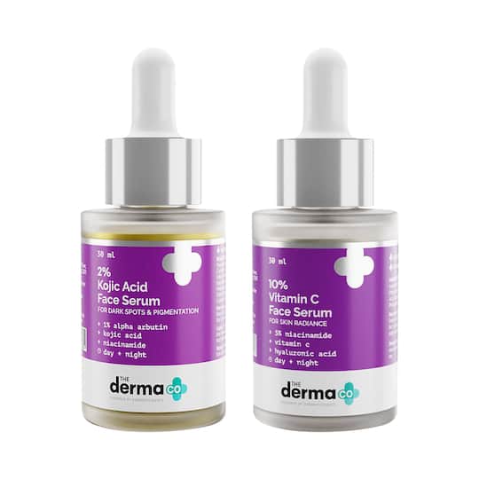 The Derma Co 2% Kojic Acid Face Serum & The Derma Co 10% Vitamin C Face Serum Combo (30 ml)