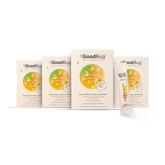 The Good Bug Bye Bye Bloat Supergut Powder For Bloating & Gas Support (Pack Of 4 x 15 Sachet) Combo
