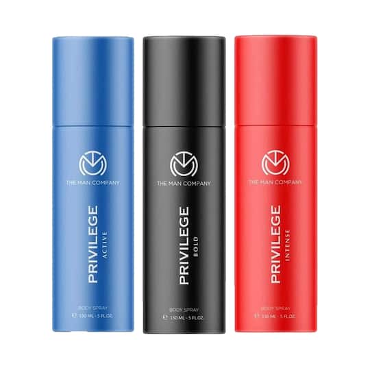 The Man Company Privilege Active, Intense & Bold Body Spray Pack of 3 Combo - (150 ml x 3)
