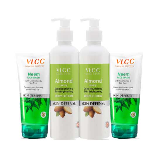 VLCC Neem Face Wash & Almond Honey Skin Brightening Body Lotion Combo