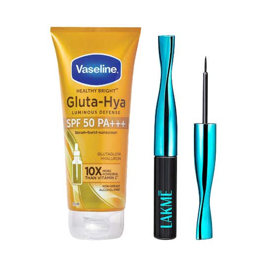 Vaseline Gluta SPF 50 175 ml + Lakme Eyeconic Eyeliner Black 4.5 ml Combo