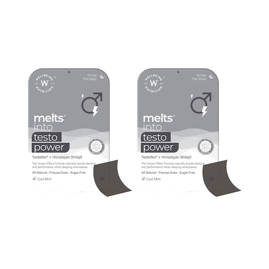 Wellbeing Nutrition Plant Based Melts into Testo Power Oral Strips - Cool Mint 30's Pack of 2 Combo