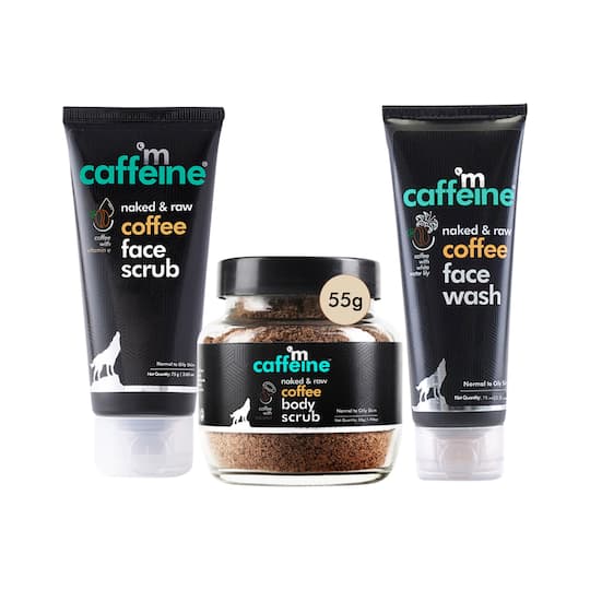 mCaffeine Summer essential Skincare Kit for Exfoliation & Fresh & Glowing Face Women & Men Pack of 3