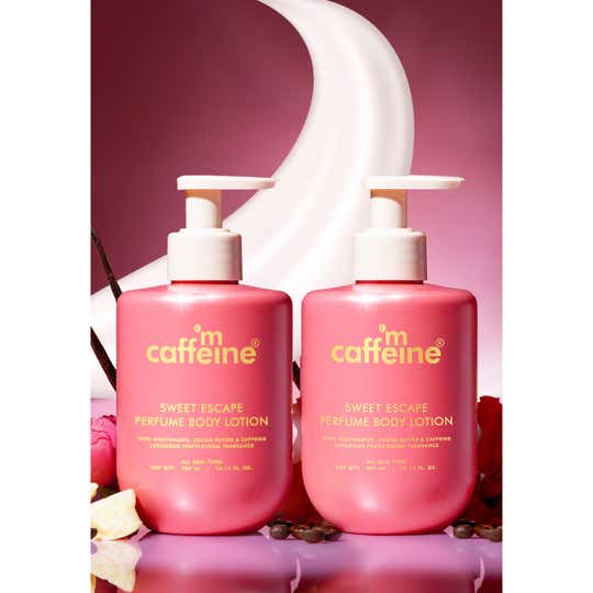 mCaffeine Sweet Escape Perfume Body Lotion with Niacinamide & Cocoa Butter Fruity-Floral Fragrance