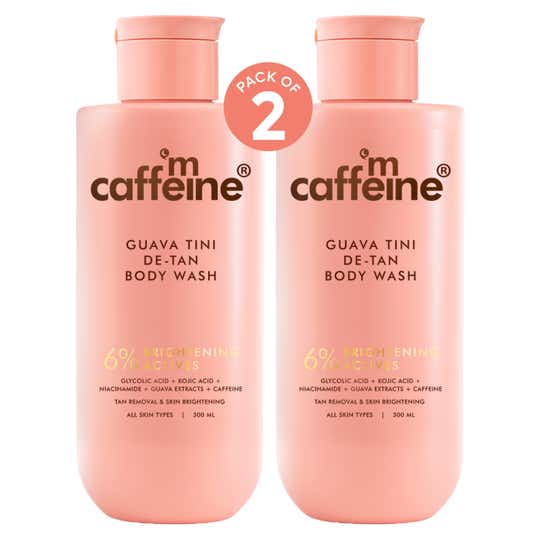 mCaffeine Detan Body Wash Reduces Dark Spots & Brightens Skin Tangy Guava- 300 ml Combo